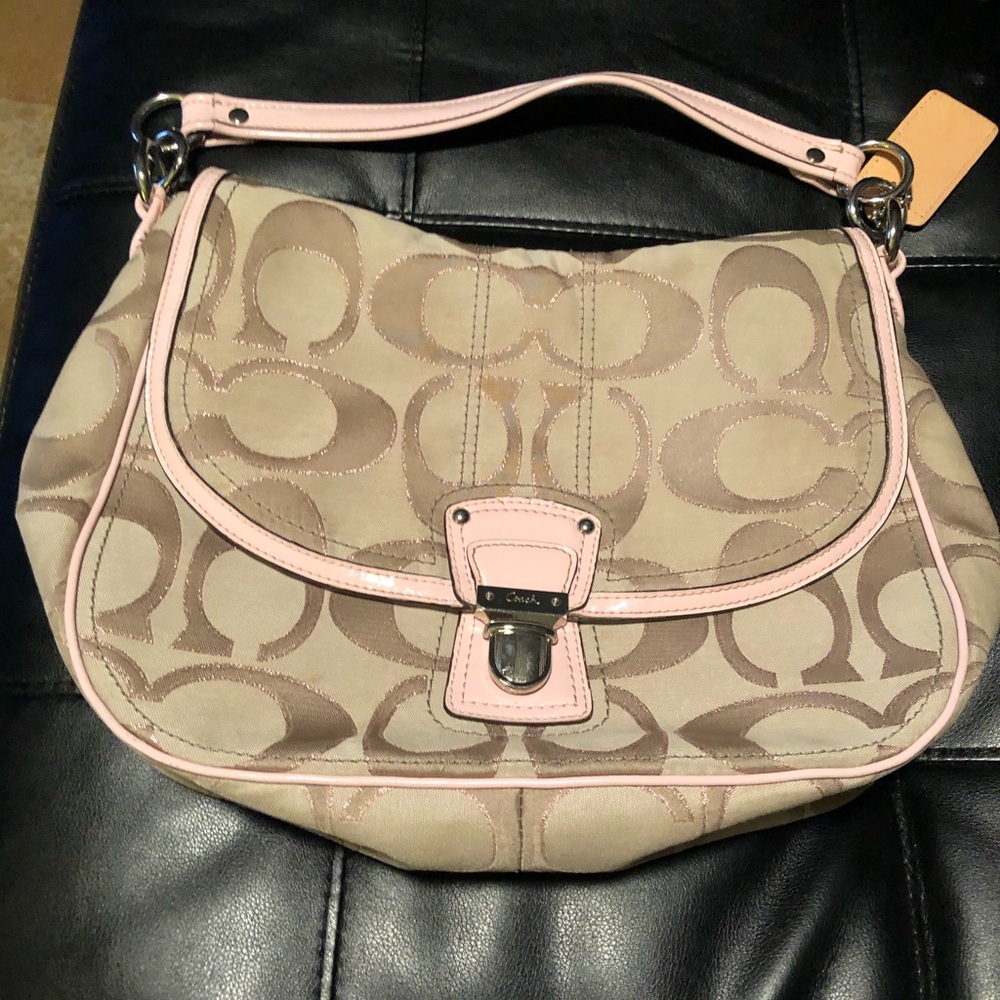 Authentic Coach Light Pink & Beige Glitter Purse